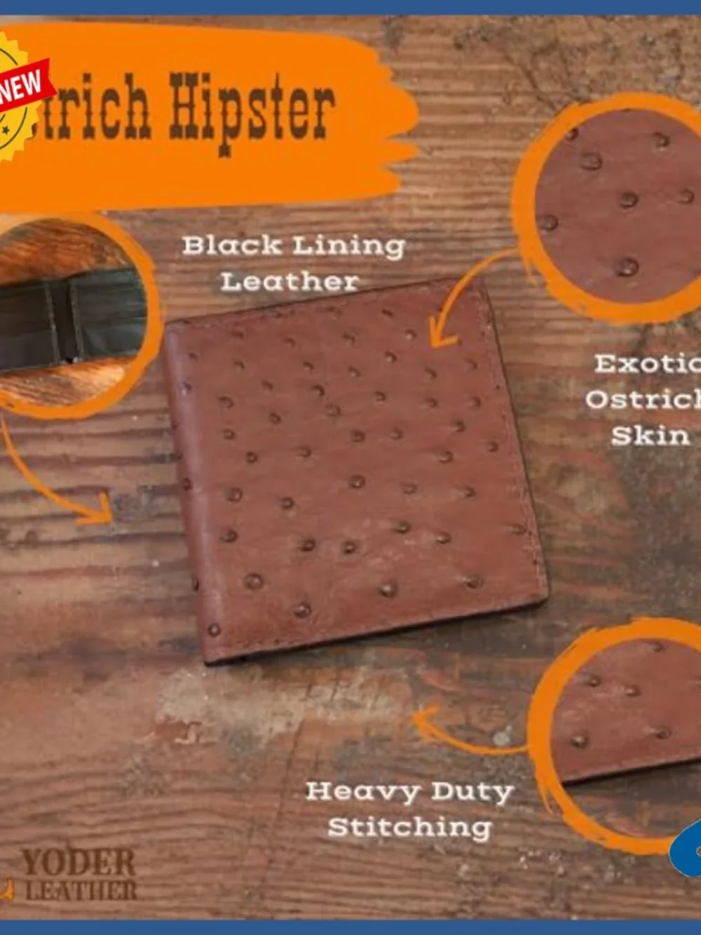 Genuine Ostrich Skin Jumbo Hipster Wallet 12 Card Slots Oversized Square